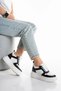 Women's Black Faux Leather Skin White Thick Sole Casual Comfortable and Stylish Sports Shoes - 7