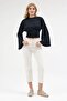 Women's Waist-Seated Blouse with Flawed Sleeves