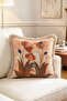 Solea Bloom Peach Orange Poppy Floral Fringed Throw Pillow Cover - 2