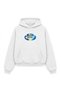 White Printed Oversize Unisex Hooded Sweatshirt - Kangaroo Pocket Hoodie with Inner Pockets