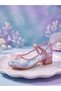 Girl's Orthopedic Coral Stone Detailed Evening Dress Wedding Daily Comfortable Summer Ballerina Shoes
