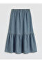 Product Name: Lcw Modest Indigo Elastic Waist Ruffled Jean Skirt A-Line Midi - 6