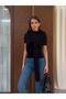 Short Sleeve Knitwear Blouse with Detachable Tie Detail - 6