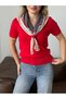 Women's Scarf-Tied Knitwear Sweater - 2