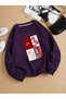 Oversize Loose Fit Printed Sweatshirt Crew Neck Long Sleeve Casual Street Style Sweat Red Print