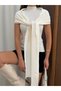 Short Sleeve Knitwear Blouse with Detachable Tie Detail