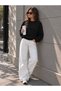 Women's Black Sweat Modal Fabric Oversize Basic Crew Neck Sweatshirt - 3