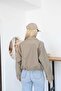 Plaid Patterned Zippered Stand Collar Long Sleeve Oversized Bomber Jacket - 4