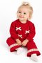 Baby Girl 2-Piece Set Red Ruffle Sleeve Bow Sweatshirt Lace Detailed Trousers