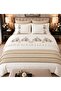 Rosalin 100% Cotton Embroidered Rose Detailed and Ruffled 7 Piece Duvet Cover Set |   Premium Set - 3