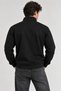Relax Fit Comfortable Cut Cotton Sweatshirt with Fleece Inside and Half Zipper High Collar - Black - 4