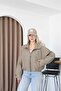 Plaid Patterned Zippered Stand Collar Long Sleeve Oversized Bomber Jacket