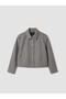 Vizyon New Season Gray Collared Women's Shirt Jacket - 5