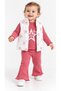 Baby Girl Patterned Puffy Vest 3-Piece Set – Long Sleeve Top and Pants