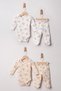 Baby Girl 100% Cotton 4-Piece Top and Bottom Bodysuit Set - 3