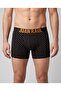 Black Orange Geometric Patterned Cotton Men's Boxer - Db342