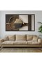 Modern Geometric Gold and Brown Abstract Canvas Print Wall Art, 3D Metal Effect Home Decor, Luxury Living Room Decoration 60x120 Gallery Wrapped - 3