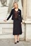 Women's Velvet Denim Collared Pocket Covered Long Sleeve Mono Jacket-Black - 6
