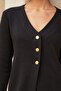 Women's Winter Knitwear V-Neck Buttoned Long Sleeve Cardigan-Black - 5