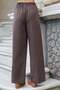 Women's Crush Cupra High Pocket Elastic Waist Wide Leg Pants - Brown - 4