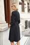 Women's Modal Diagonal V-Neck Side Pocket Capri Sleeve Dress-Black - 6