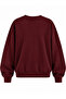 Women's Burgundy Sweat Modal Fabric Oversize Basic Crew Neck Sweatshirt - 7