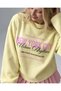 Women's New York City Text Printed Yellow Crew Neck Long Sleeve Oversize Crop Sweatshirt - 3