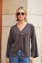 Women's Modal Scuba Wrap Double-Breasted Buttoned Off-Shoulder Cardigan-Anthracite - 2
