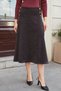 Women's Velvet Jeans High Waist Corseted Buttoned Midi Skirt - Brown - 3