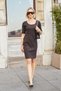 Women's Steel Front Back Underwire Collar Waist D Buckle Above Elbow Sleeve Dress-Coffee - 5