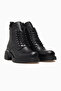 Women's Leather Lace-Up Zippered Boots 26K 2552205K Black - 5