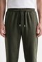 Men's Baggy Loose Fit Khaki Sweatpants, Shaded Winter Style, 3 Yarns - 2