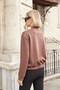 Women's Thick Modal High Collar Long Sleeve Skirt Elasticated Coat-Brown - 4