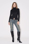 High Neck Long Sleeve Glitter Buttoned Top - 2