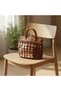 Special Design Crochet Knitted and Leather Sequin Detailed Women's Handbag - Tan/Brown - 3