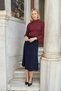 Women's Flexible Knitwear Half Fisherman Long Sleeve Body Blouse-Burgundy - 7