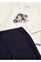 Girl's Navy Blue Long Sleeve Top and Bottom Three-Piece Set - 3
