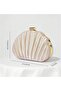 Shell Shaped Evening Clutch Purse, Beige Pleated Design with Gold Hardware, Detachable Chain Strap,F - 3