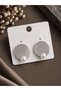 Brass Silver Color Plate Model Pearl Detail Women's Earrings