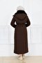 Women's Fur Detailed Belted Montana Fabric Coat - 3