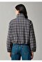 Women's Coffee Color Short Women's Jacket Brown Checkered Jacket - 5