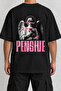 Pink Angel Back Print Oversize Black T-Shirt