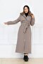Women's Fur Detailed Belted Montana Fabric Coat - 4
