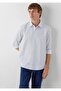 Men's White Striped Shirt Navy Blazer Shirt on White Background - 3