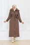 Women's Fur Detailed Belted Montana Fabric Coat