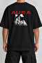 Aura Sculpture Back Printed Oversize Black T-Shirt