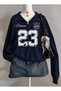 Unisex Women's Men's Princess 23 Printed Oversize Cotton Stand Collar Half Zipper Sweatshirt
