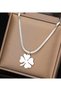 Four-Leaf Clover Necklace – Silver Color Tarnish Resistant Steel Scrunch Chain Lucky Auspicious Women's Necklace