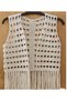 Hand Knitted Mesh Women's Vest - Bohemian Design Vest with Tassels - 2