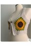 Handmade Sunflower Motif Buttoned Crop Vest - 2